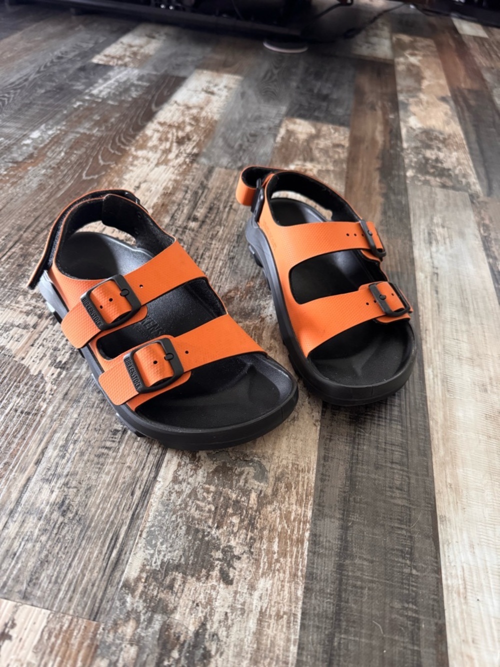 Birkenstock Orange Double-Buckle Sandals
